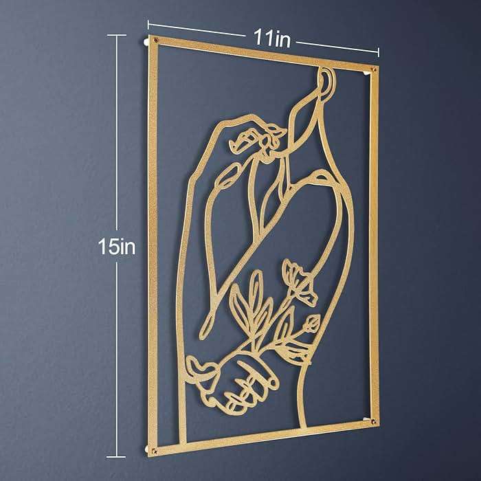 AGIOTA 3 Pcs Gold Wall Decor Above Bed Minimalist for Living Room Metal Line Art - Female Body, Gold Room Decor for Bedroom Modern Wall Art for Indoor 15inch - Image 4