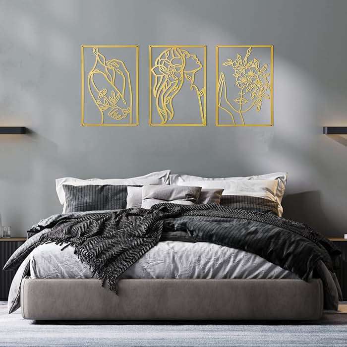 AGIOTA 3 Pcs Gold Wall Decor Above Bed Minimalist for Living Room Metal Line Art - Female Body, Gold Room Decor for Bedroom Modern Wall Art for Indoor 15inch - Image 6