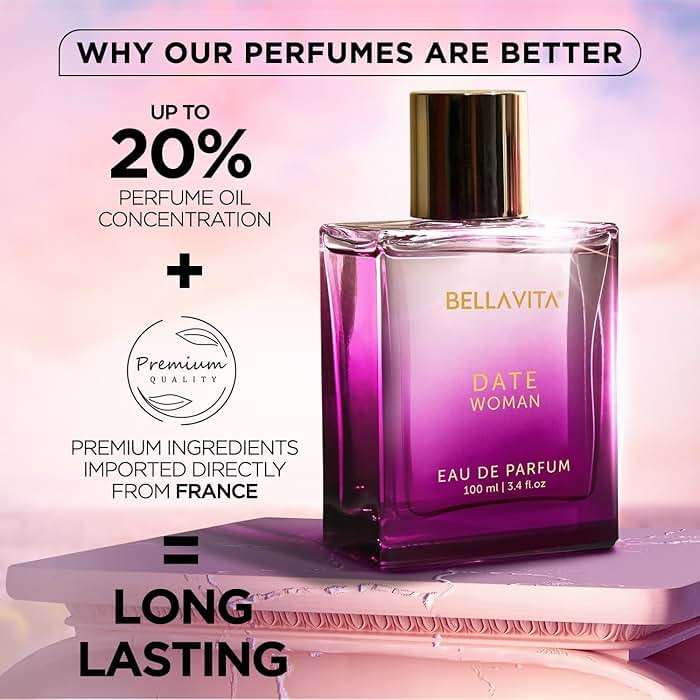 Bellavita Luxury DATE Eau de Parfum | 100 ml (3.4 fl.oz.) | Perfume for Women | Floral, Pink Pepper, Jasmine, and Moss Notes | Long Lasting Fragrance | Mother's Day Present - Image 6