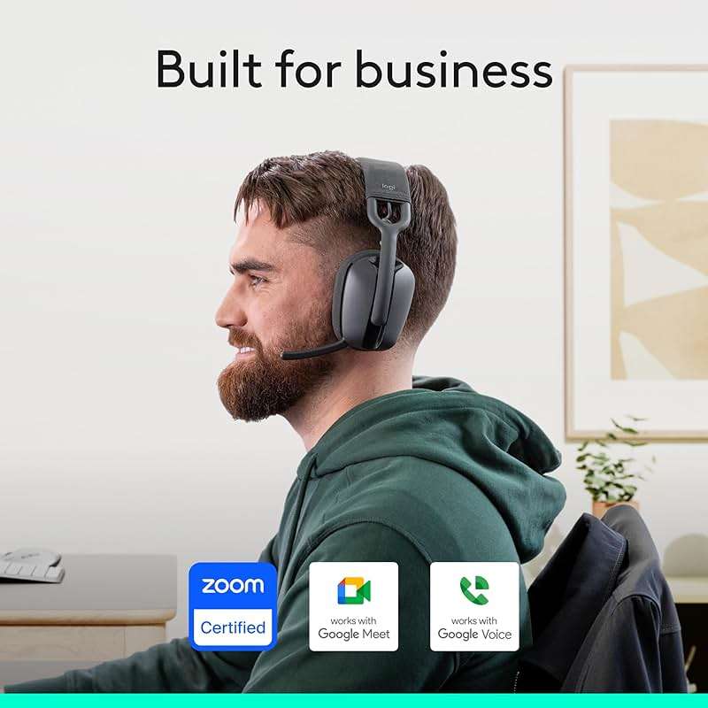 Logitech Zone Vibe Wireless Bluetooth Headphones with Noise Canceling Microphone, USB-A, USB-C, for Google Meet, Google Voice, Zoom, Mac/PC - Image 2