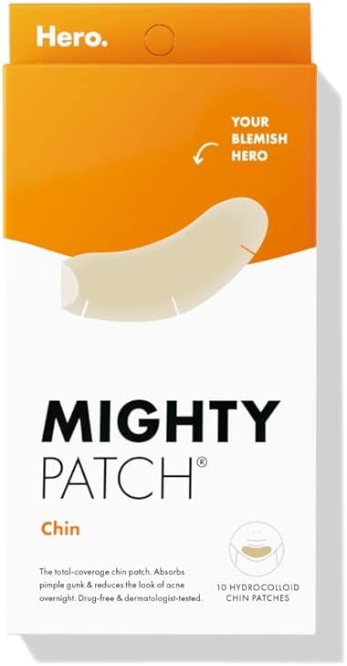 Mighty Patch Hero Cosmetics Chin Patch - XL Contoured Hydrocolloid Chin Patch for Blemishes and Pimples - Non-Irritating (10 Count) - Product Image