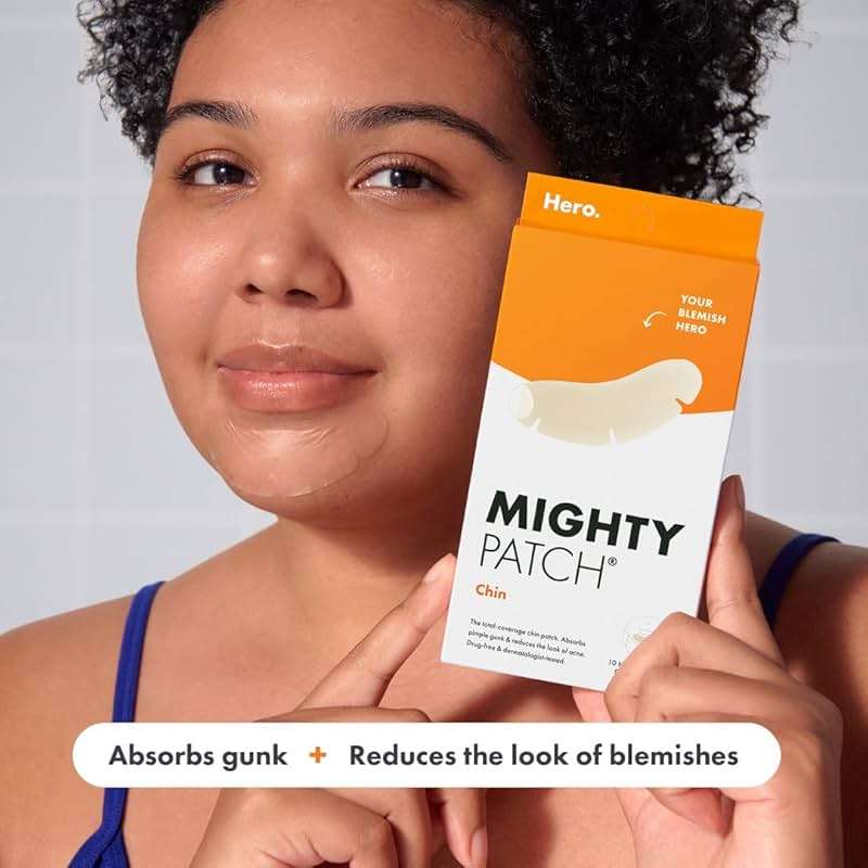 Mighty Patch Hero Cosmetics Chin Patch - XL Contoured Hydrocolloid Chin Patch for Blemishes and Pimples - Non-Irritating (10 Count) - Image 3