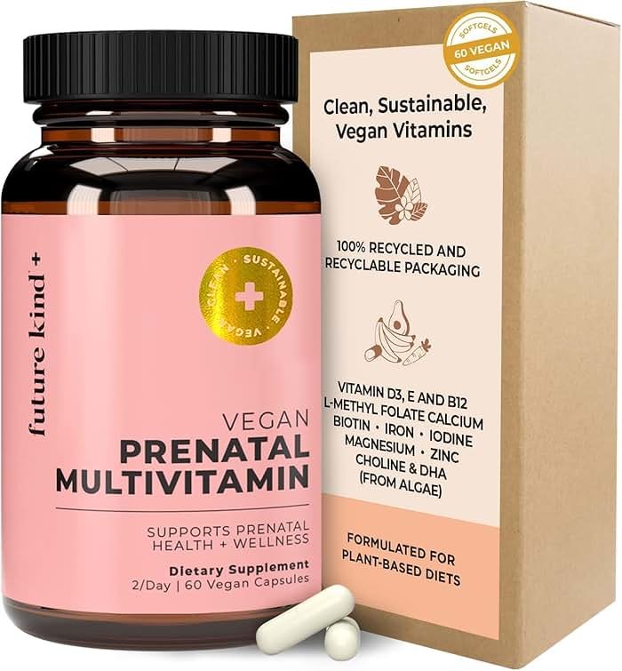 Future Kind Prenatal Vitamin - Pregnancy, Lactation, and Wellness Support with DHA & L-Methylfolate - Folate Supplement for Women with Vitamin D, E, Iron, Omega-3 and Biotin (60 Capsules) - Product Image