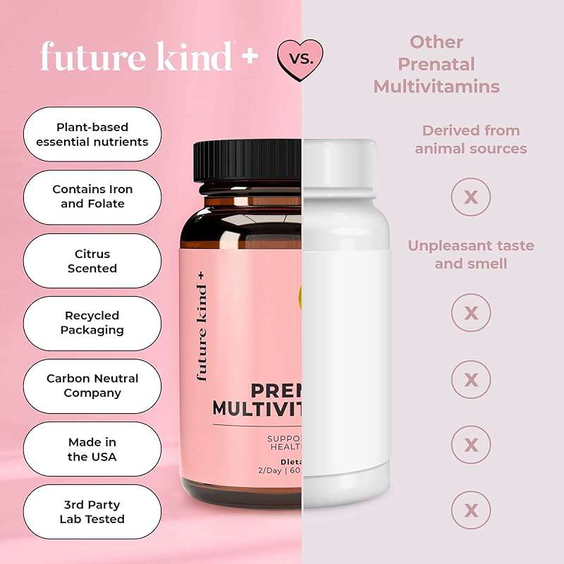 Future Kind Prenatal Vitamin - Pregnancy, Lactation, and Wellness Support with DHA & L-Methylfolate - Folate Supplement for Women with Vitamin D, E, Iron, Omega-3 and Biotin (60 Capsules) - Image 6