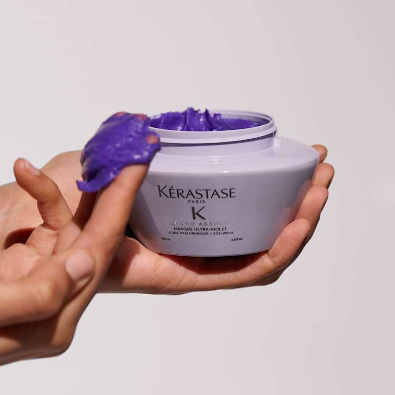 Kerastase Blond Absolu Ultra-Violet Purple Hair Mask For Lightened, Highlighted and Grey Hair - Neutralizes Brassy and Yellow Undertones With Hyaluronic Acid, 6.8 Fl Oz - Image 7
