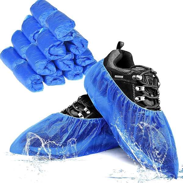 200Pcs/100Pairs Waterproof Shoe Covers Disposable Non Slip, Disposable Shoe Covers for Indoors, Premium Shoes Protectors Boot Covers, CPE Plastic Shoe Booties for Shoes Covers, Fit All Men&Women DHOOZ - Image 1