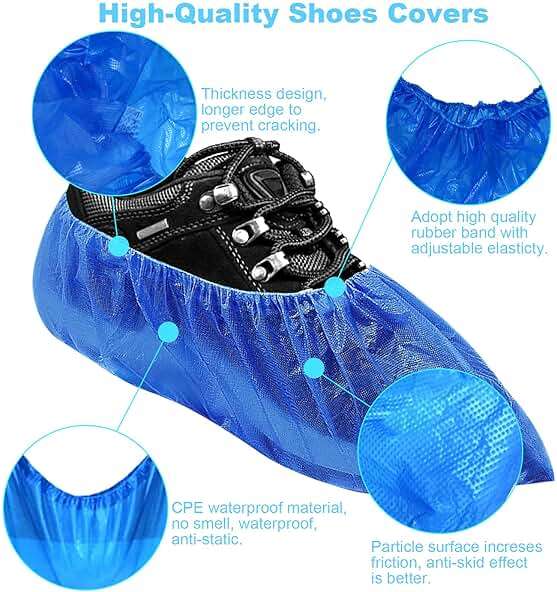 200Pcs/100Pairs Waterproof Shoe Covers Disposable Non Slip, Disposable Shoe Covers for Indoors, Premium Shoes Protectors Boot Covers, CPE Plastic Shoe Booties for Shoes Covers, Fit All Men&Women DHOOZ - Image 4