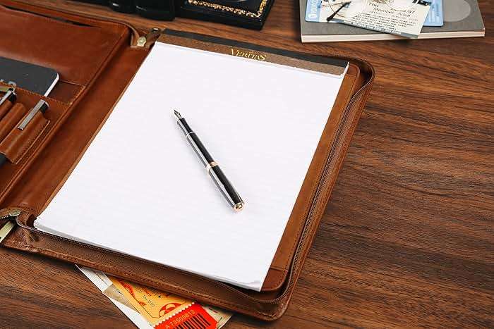 Leather Portfolio for 12.9-inch iPad Pro (2018/2020/2021/2022), Business Tablet Portfolio Case for Men, Personalized Padfolio for Women, Custom Portfolio Folder for A4 Notepad (Brown, Custom) - Image 7