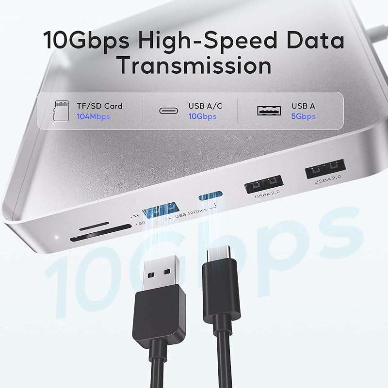USB C HUB for iMac 24 inch 2021/2023/2024, PULWTOP USB Hub Adapter iMac Accessories for i-Mac M1/M3/M4 with USB C 10Gbps 3*USB A SD/TF, Docking Station Support Expand M.2 SSD (Not Included), Silver - Image 4