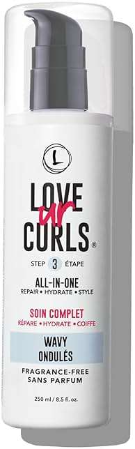 Love Ur Curls Fragrance Free All in One Curl Cream Styler for Wavy Textured Hair, Repair, Define, Hydrate & Style with Shea Butter, 250mL - Image 1