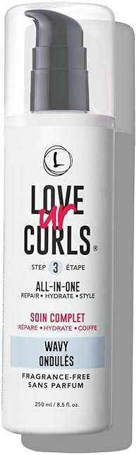 Love Ur Curls Fragrance Free All in One Curl Cream Styler for Wavy Textured Hair, Repair, Define, Hydrate & Style with Shea Butter, 250mL - Product Image