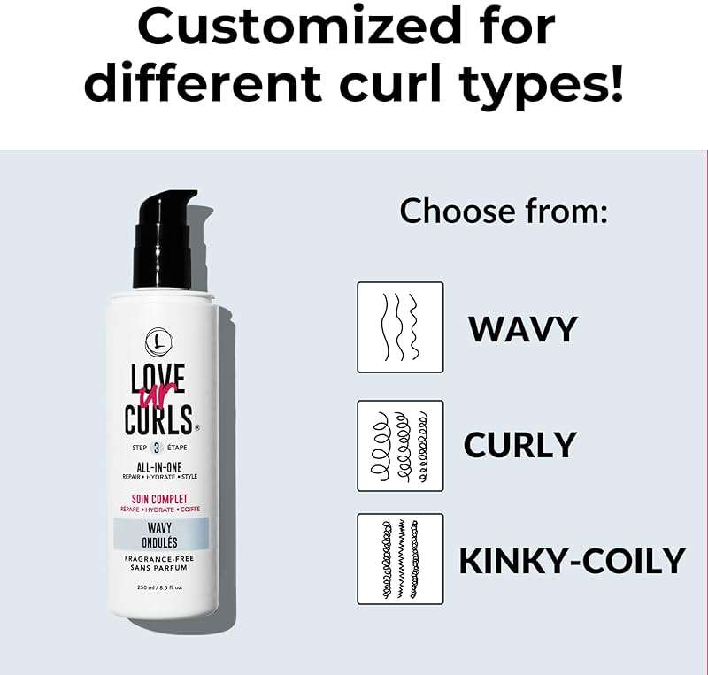 Love Ur Curls Fragrance Free All in One Curl Cream Styler for Wavy Textured Hair, Repair, Define, Hydrate & Style with Shea Butter, 250mL - Image 4