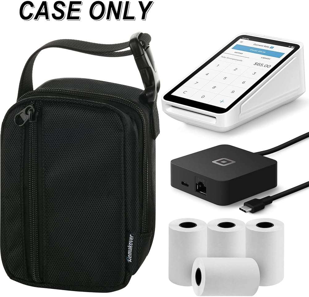 Square Terminal Case, Fits Terminal Power Adapter & Cable, Receipt Paper Rolls and Hub, Square Reader Protector Waterproof Carrying Bag, Adjustable Portable Anti-Scratch Protective Travel Case - Image 4