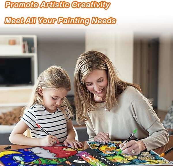 TANMIT 24 Colors Acrylic Paint Markers, Dual Tip Acrylic Paint Pens with Dot & Fine Tips For Fabric, Rock, Wood, Glass, Eggs, Scrapbook, DIY Crafts Making Art Supplies - Teacher Appreciation Gift - Image 2