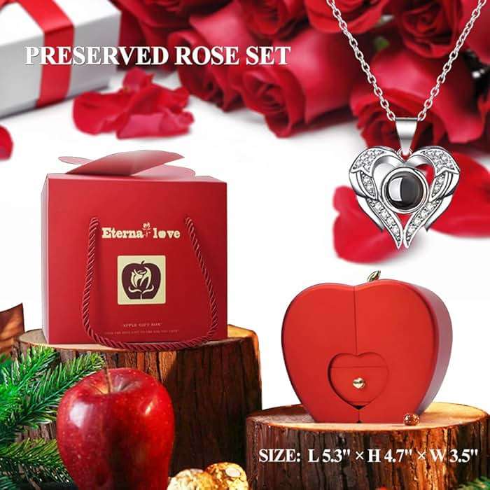 Preserved Real Rose with I love you Necklace 100 Languages, Gifts for Girlfriend, Women, Mom, Wife, Gifts Idea on Christmas, Valentine's Day, Mother's Day, Birthday, Anniversary, Thanksgiving - Image 5
