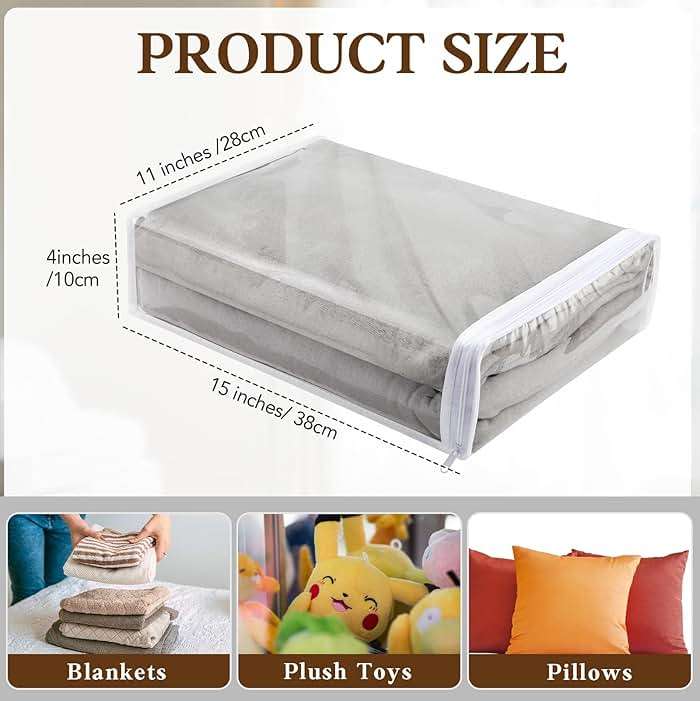 Riakrum 30 Pack Clear Zippered Storage Bags, 15x11x4 inches, Vinyl Plastic Sweater Sheet Organizers Storage Bags, PVC, for Clothes, Sheet, Blankets, Fabrics Organizers (White) - Image 3
