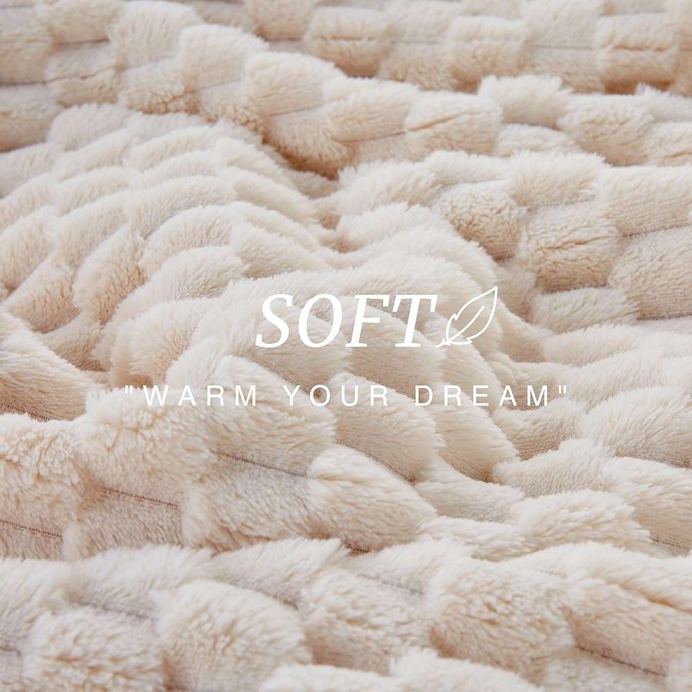 EXQ Home Fleece Throw Blanket for Couch or Bed - 3D Imitation Turtle Shell Jacquard Decorative Blankets - Cozy Soft Lightweight Fuzzy Flannel Blanket Suitable for All Seasons(50"×60",Beige) - Image 6