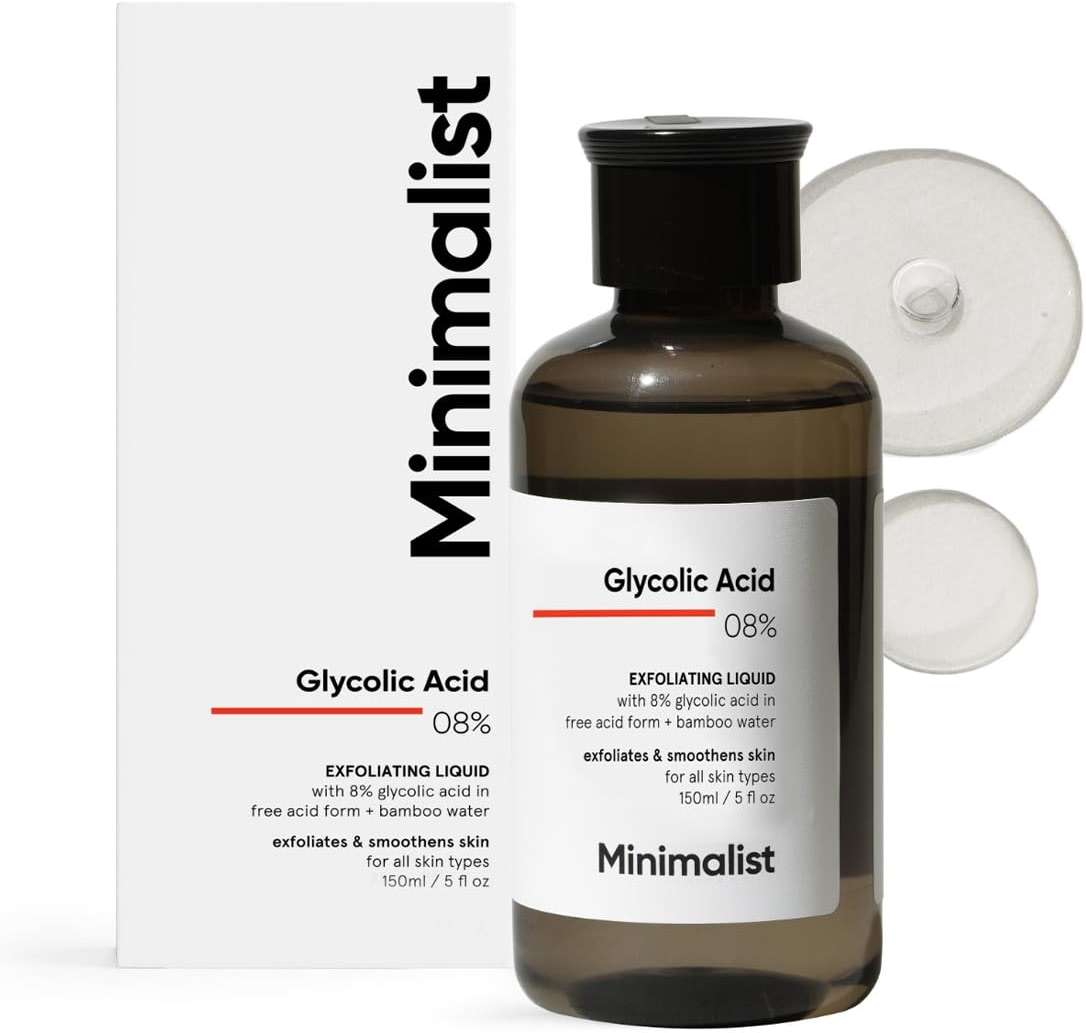 Minimalist Glycolic Acid 8% Exfoliating Toner for Glowing Skin | Multi-Functional Exfoliating Toner with Bamboo Water for Body, Face, Underarms & Scalp | for Women & Men | 5 Fl Oz / 150 ml - Image 1
