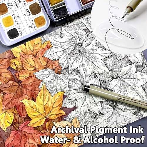 Muchcute Micro Fineliner Drawing Art Pens: 12 Black Fine Line Waterproof Ink Set Artist Supplies Archival Inking Markers Liner Sketch Outline Anime Gifts Manga Sketching Watercolor Zentangle Kit Stuff - Image 5