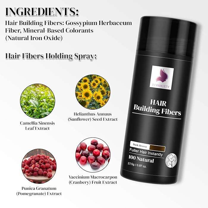 Hair Fibers for Thinning Hair Fiber Applicator 3-in-1 Set - Natural Concealing Hair Building Fibers - Long-Lasting Spray with Accessory for Crisp Hairlines, Thicker Beard & Styling (Dark Brown) - Image 6