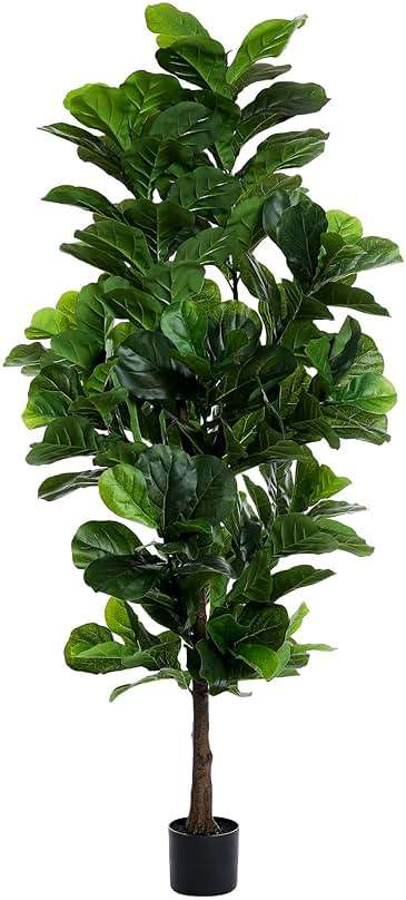 FLOWORLD Fiddle Leaf Fig Tree 6ft Tall Artificial Tree in Plastic Pot Fake Ficus Lyrata Plants with 184 Decorative Fiddle Leaves Faux Fig Trees for Home Office Living Room Decor Indoor Outdoor - Image 1