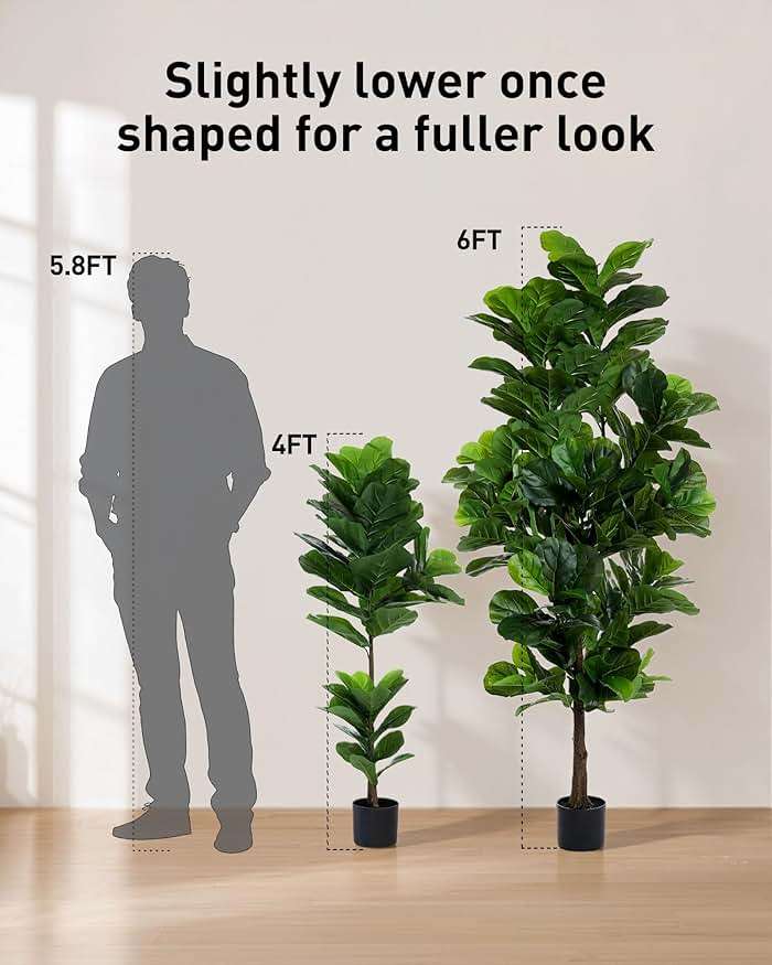 FLOWORLD Fiddle Leaf Fig Tree 6ft Tall Artificial Tree in Plastic Pot Fake Ficus Lyrata Plants with 184 Decorative Fiddle Leaves Faux Fig Trees for Home Office Living Room Decor Indoor Outdoor - Image 3