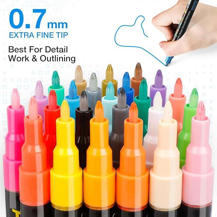 JR.WHITE Acrylic Paint Pens Paint Markers Set of 24: Extra Fine Point Acrylic Markers For Rock Painting Wood Glass Fabric Ceramic For Adults Kids Art Craft - Image 2