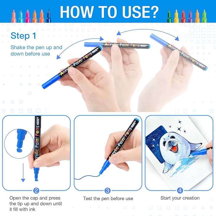 JR.WHITE Acrylic Paint Pens Paint Markers Set of 24: Extra Fine Point Acrylic Markers For Rock Painting Wood Glass Fabric Ceramic For Adults Kids Art Craft - Image 8