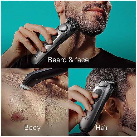 Braun All-in-One Men's Shaving Kit Series 7 7440, 12-in-1 Beard, Face, Nose, Ear Trimmer, Hair Clippers, Body Groomer and Manscaping + Travel Case + Charging Stand - Image 4