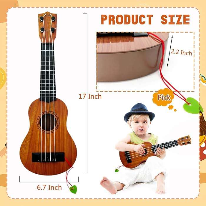 Kids Toy Ukulele Guitar,Classical 17inch 4 String Mini Children Guitar with Pick,Educational Musical Instrument Toy for Toddlers and Preschoolers - Image 3