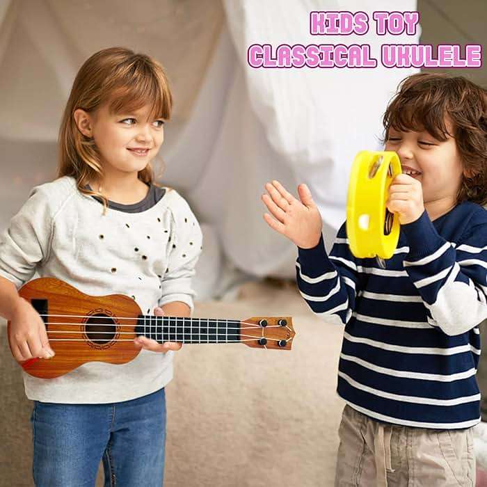 Kids Toy Ukulele Guitar,Classical 17inch 4 String Mini Children Guitar with Pick,Educational Musical Instrument Toy for Toddlers and Preschoolers - Image 5