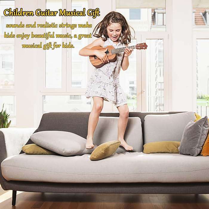 Kids Toy Ukulele Guitar,Classical 17inch 4 String Mini Children Guitar with Pick,Educational Musical Instrument Toy for Toddlers and Preschoolers - Image 7