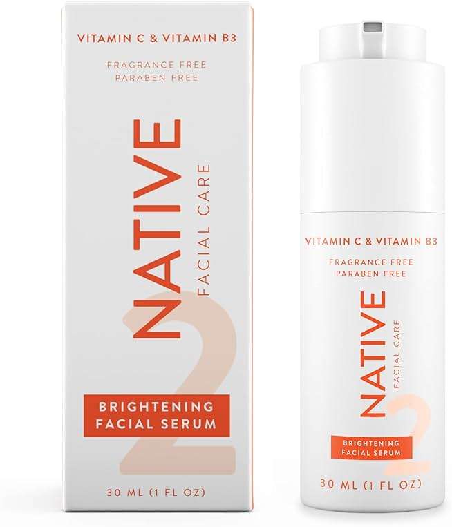Native Brightening Facial Serum Contains Naturally Derived Ingredients | Hydrating Serum with Vitamin C and Niacinamide, Vitamin B3, Revitalize and Repair Your Skin, Fragrance-Free, 30ml, 1 fl oz - Image 1