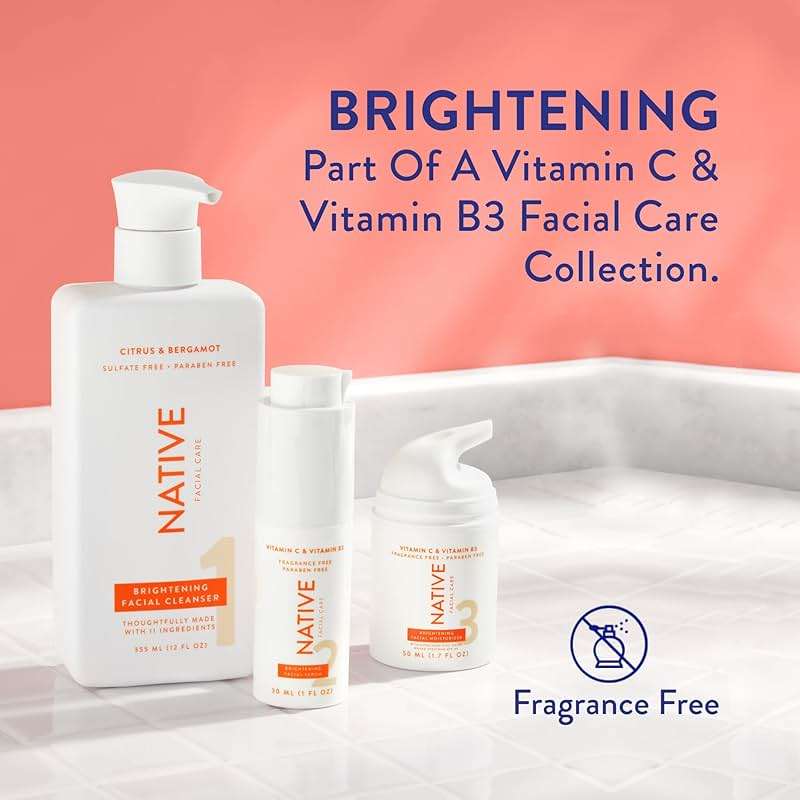 Native Brightening Facial Serum Contains Naturally Derived Ingredients | Hydrating Serum with Vitamin C and Niacinamide, Vitamin B3, Revitalize and Repair Your Skin, Fragrance-Free, 30ml, 1 fl oz - Image 5