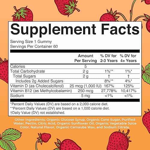 MARYRUTH'S Organic Vitamin D3 + B12 Gummies for Ages 4+ | Bone Health | Immune Support | Energy Metabolism | Cognitive Function | Vegan | Non-GMO | Gluten Free | 60 Servings | 2 Month Supply - Image 2