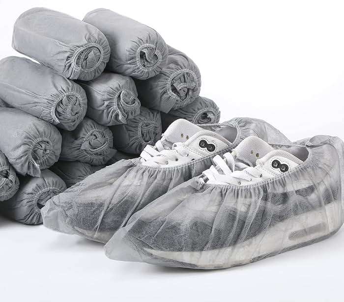 Tigeen 200 Pcs/ 100 Pairs Disposable Shoe Covers Non Woven Stretchable Boot Covers Non Slip Waterproof Shoe Protector for Women Men Fits Size 4-12 Booties Carpet Floor (Gray) - Image 6