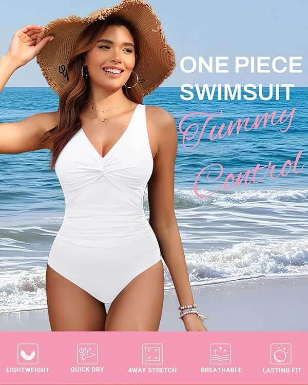 Holipick Women Tummy Control One Piece Swimsuit - Push Up Bathing Suit Full Coverage Slimming Swimwear - Image 2