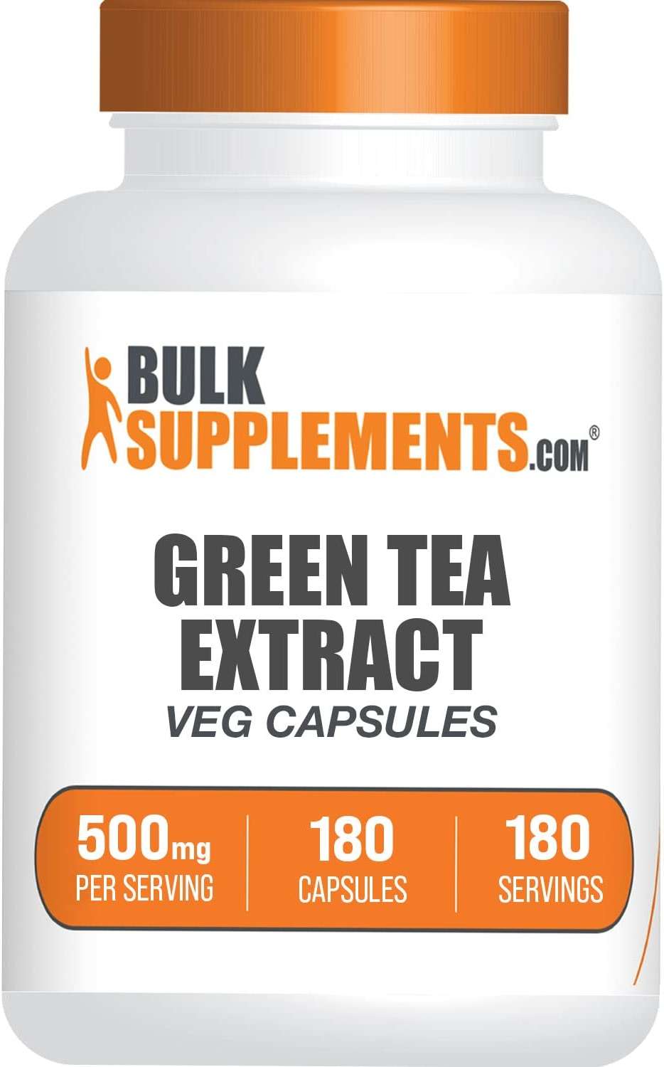 BulkSupplements.com Green Tea Extract Capsules - Green Tea Supplement, Green Tea Extract 500mg, Green Tea Pills - Vegan & Gluten Free, 1 Capsule per Serving, 180 Veg Capsules (Pack of 1) - Image 1