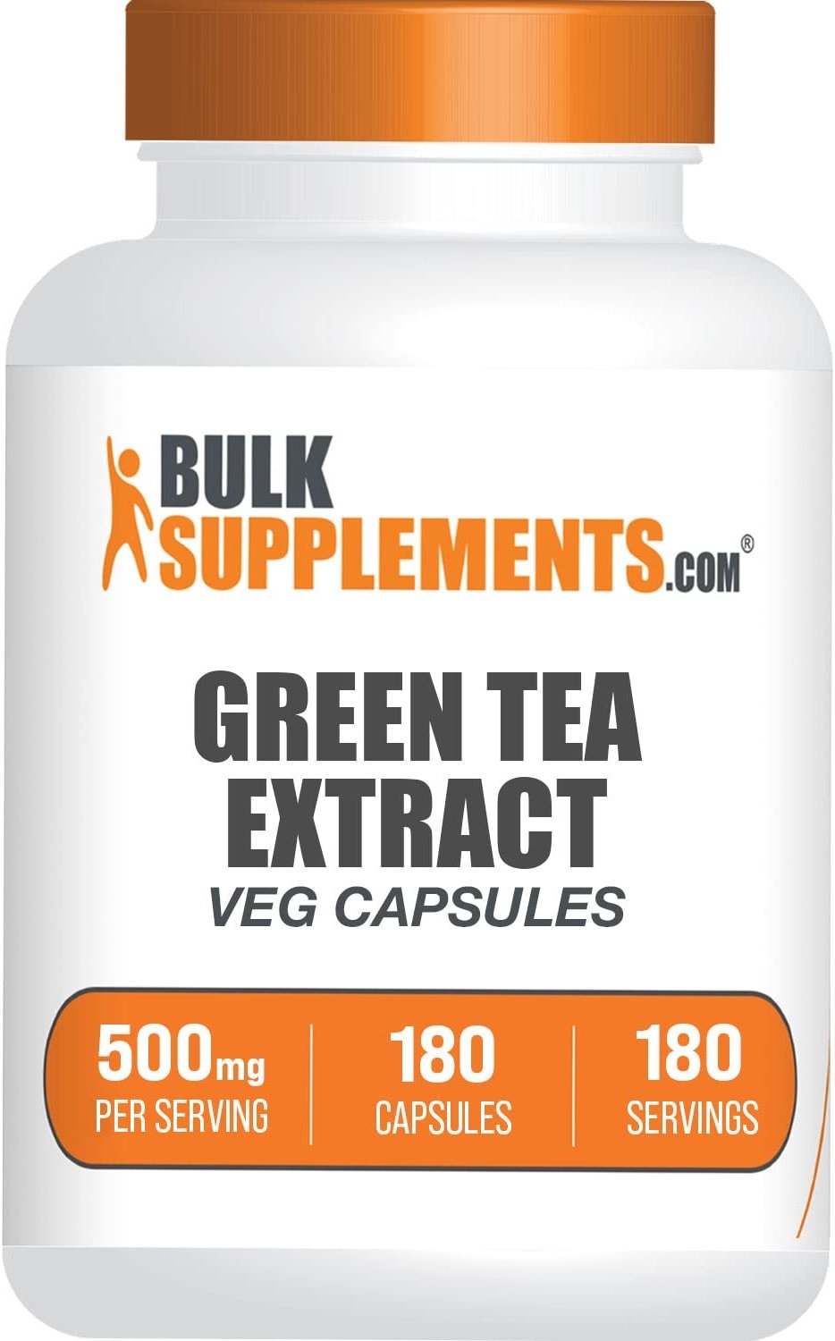 BulkSupplements.com Green Tea Extract Capsules - Green Tea Supplement, Green Tea Extract 500mg, Green Tea Pills - Vegan & Gluten Free, 1 Capsule per Serving, 180 Veg Capsules (Pack of 1) - Product Image