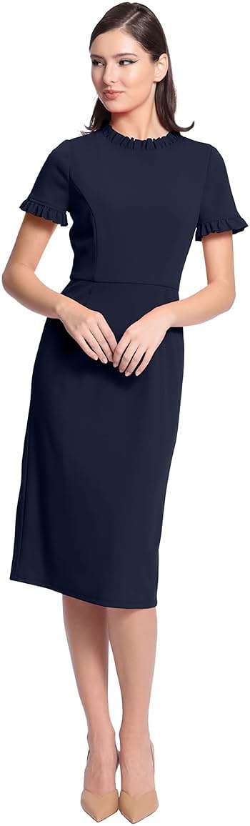 Maggy London Women's Maggy London Women's Dresses Ruffle Collar Slant Pocket Sheath Dress - Image 2