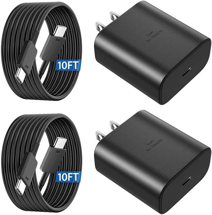 45W USB C Super Fast Charger Type C Charger Fast Charging Android Phone Charger Block with 10FT Type C Charging Cable for Samsung Galaxy S26 Ultra/S26/S26+/S25/S25 Ultra/S25+/S24 Ultra/S23 Ultra/S22 - Image 1