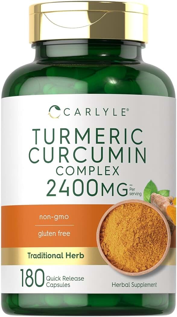 Carlyle Turmeric Curcumin Supplement | 180 Powder Capsules | Herbal Complex | Non-GMO, Gluten Free Formula - Product Image
