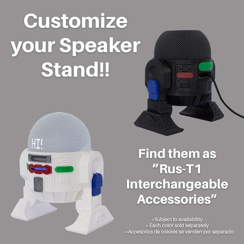 Android Rus-T1 Stand Speaker Compatible with Alexa Echo Dot 3 Gen, 4 Gen, 5 Gen, HomePod mini, Google Home Mini/Nest Mini y genericos (White/Blue) - Image 4