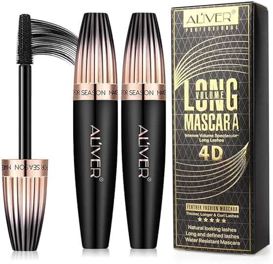 4D Silk Fiber Lash mascara, Waterproof Mascara Black Volume and Length, Natural Lengthening and Thick, Smudge-Proof,No Clumping, Instantly Create The Look of Lash Extensions, All Day Full, 2 Pack - Image 1