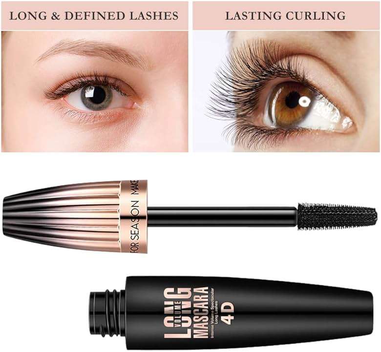 4D Silk Fiber Lash mascara, Waterproof Mascara Black Volume and Length, Natural Lengthening and Thick, Smudge-Proof,No Clumping, Instantly Create The Look of Lash Extensions, All Day Full, 2 Pack - Image 2