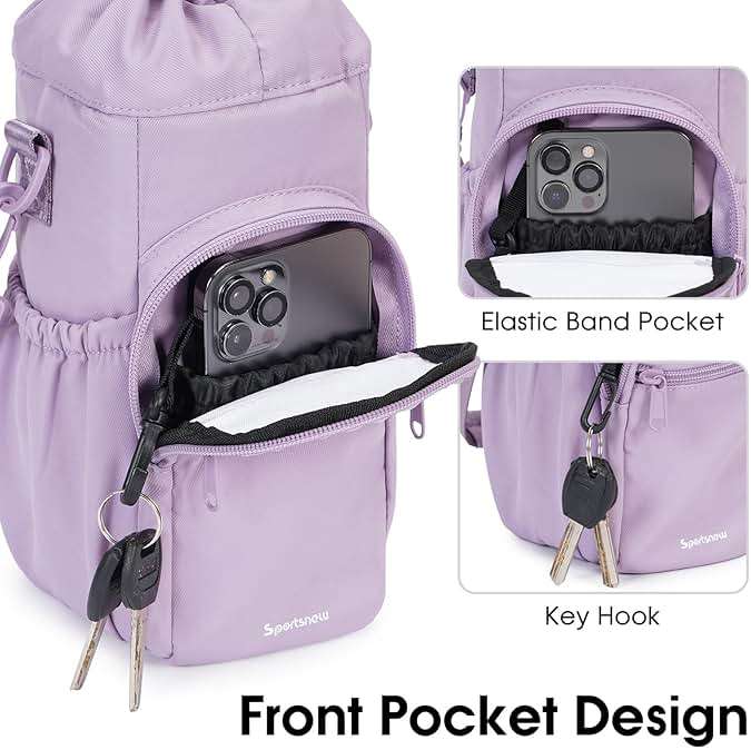 sportsnew Water Bottle Holder 40oz Crossbody Insulated Cup Sleeve Water Bottle Carrier Sling Bag with Phone Pocket, Walking - Image 5