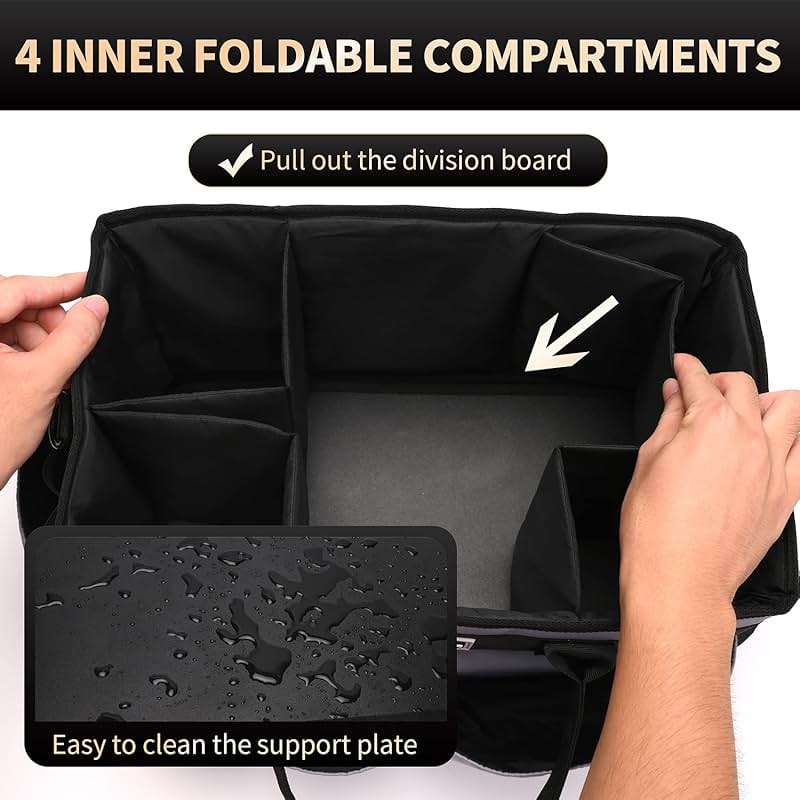 CHZUOBER Large Cleaning Caddy Organizer with Handle, Sponge Shoulder Strap Cleaning Supplies Organizer with Foldable Dividers Zipper Pocket for Cleaners Housekeepers - Image 4