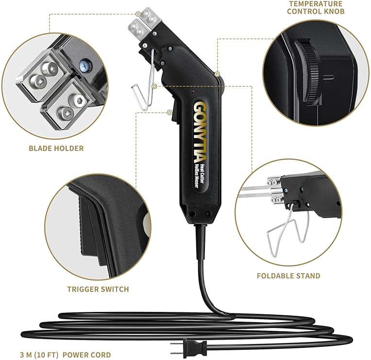 Gonytia Hot Knife Foam Cutter, Innovative Pro Styrofoam Cutting Tool Kit with Foldable Safety Stand, Electric 190W Hot Knife with 4 Blades for PP, EPS, XPS, EVA, EPE, PU, KT Board (KD-5) - Image 3