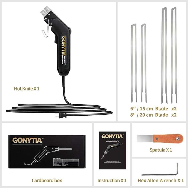 Gonytia Hot Knife Foam Cutter, Innovative Pro Styrofoam Cutting Tool Kit with Foldable Safety Stand, Electric 190W Hot Knife with 4 Blades for PP, EPS, XPS, EVA, EPE, PU, KT Board (KD-5) - Image 6