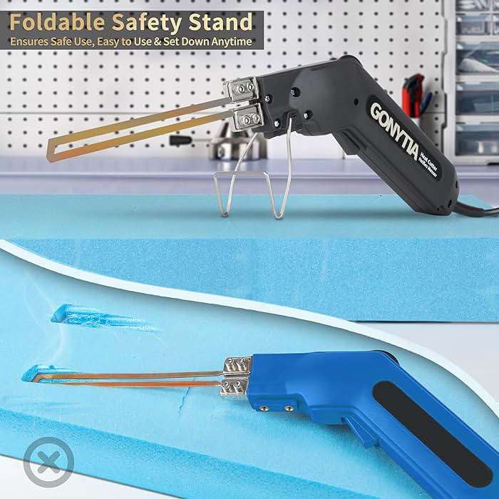 Gonytia Hot Knife Foam Cutter, Innovative Pro Styrofoam Cutting Tool Kit with Foldable Safety Stand, Electric 190W Hot Knife with 4 Blades for PP, EPS, XPS, EVA, EPE, PU, KT Board (KD-5) - Image 7